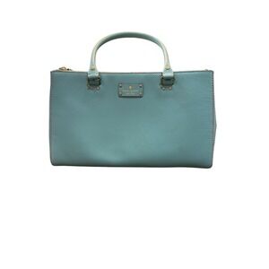 Kate Spade LARGE Wellesy Martine Robins Egg Blue Leather Tote‎ Bag